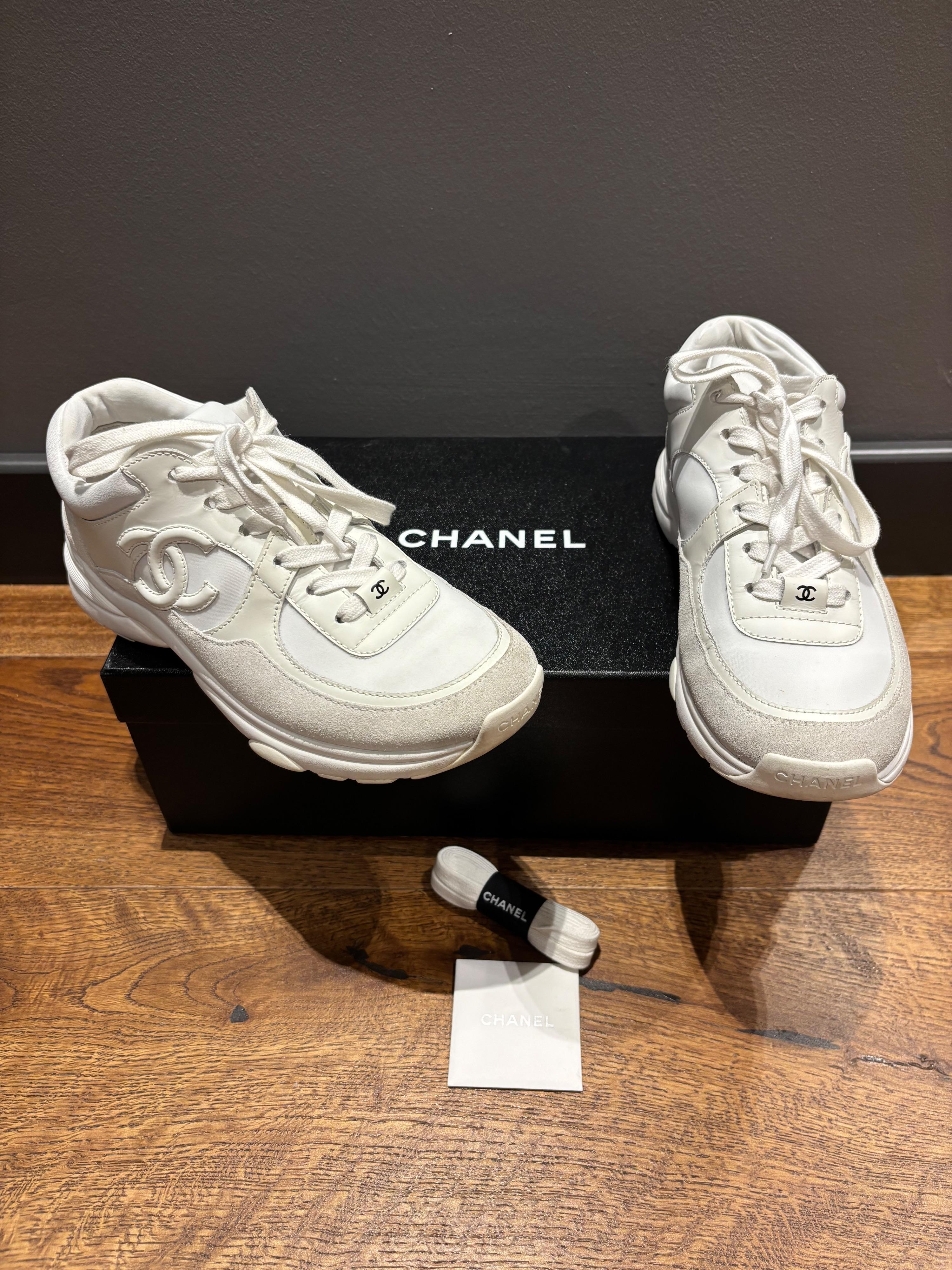 Chanel White CC Trainers