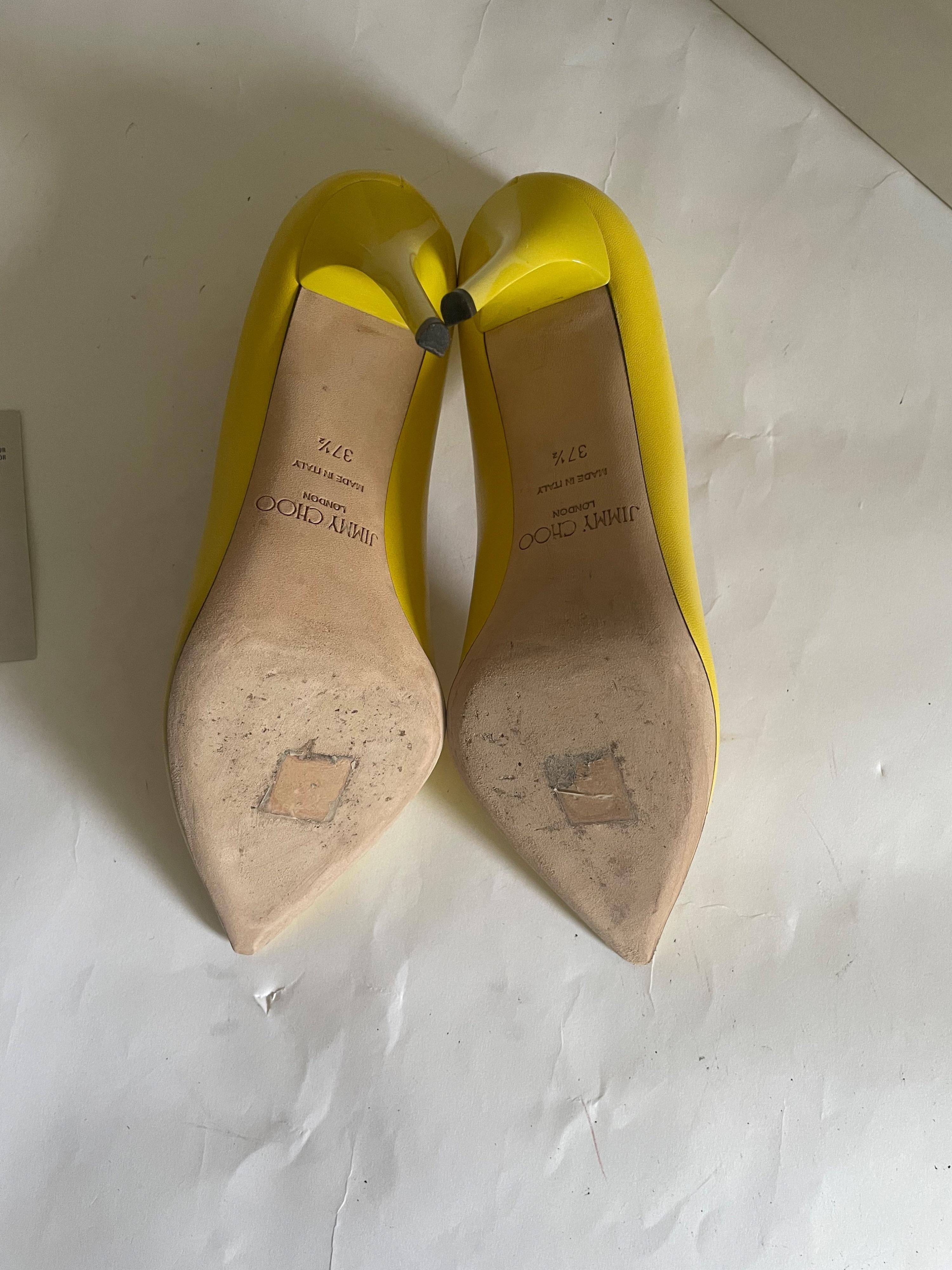 Avril Yellow Kid Leather Pointy Toe Pumps