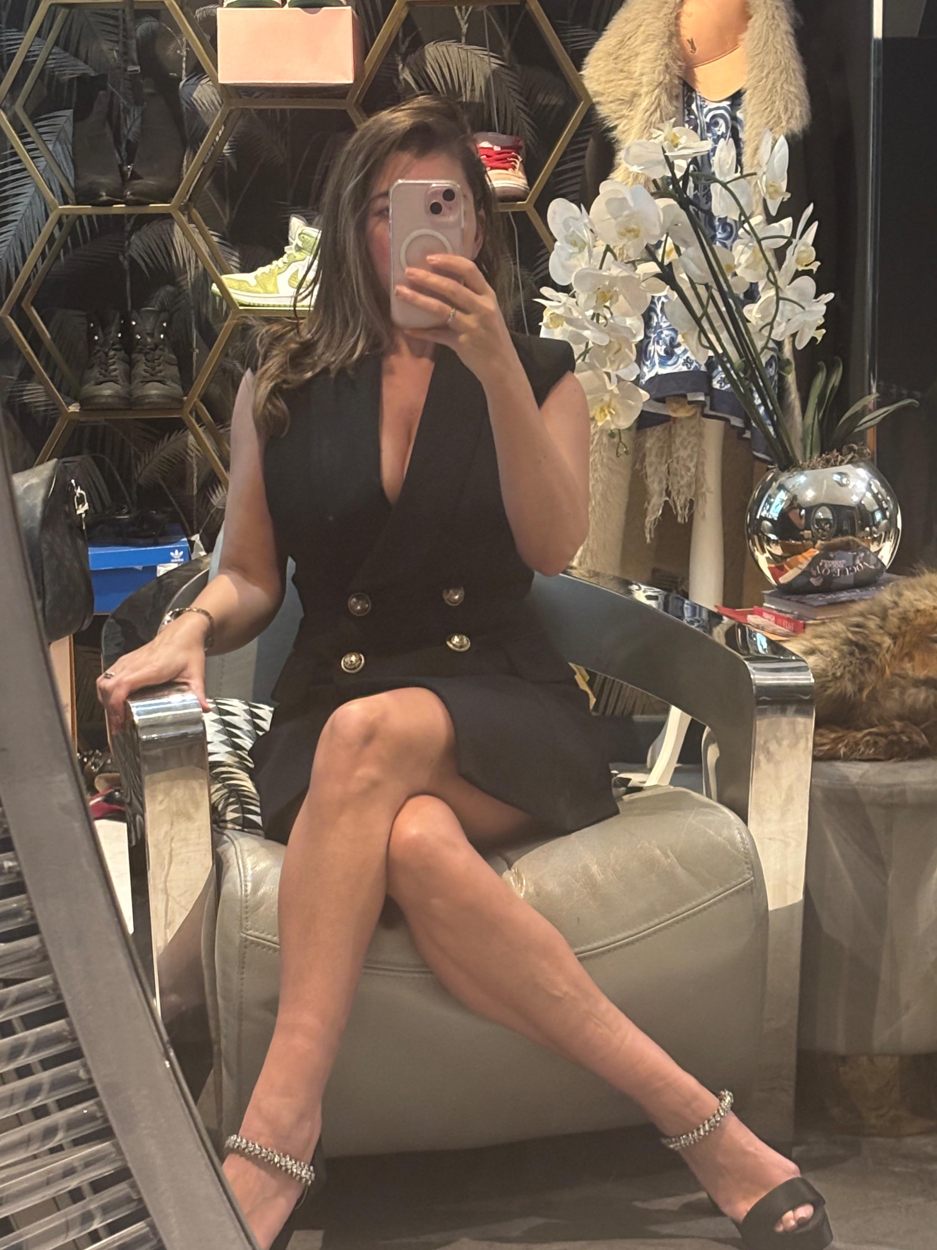 Balmain Black Sleeveless Blazer Dress