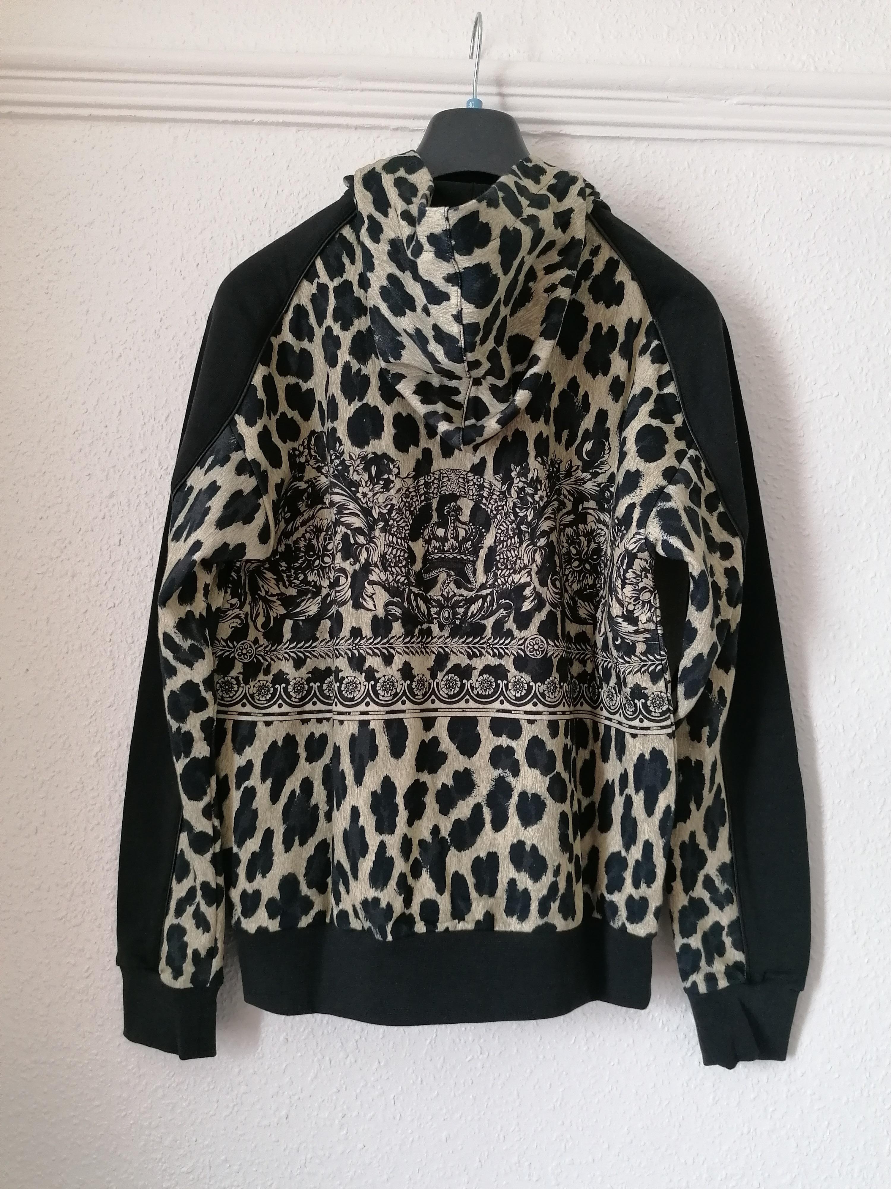 Leopard print cotton jersey hoodie