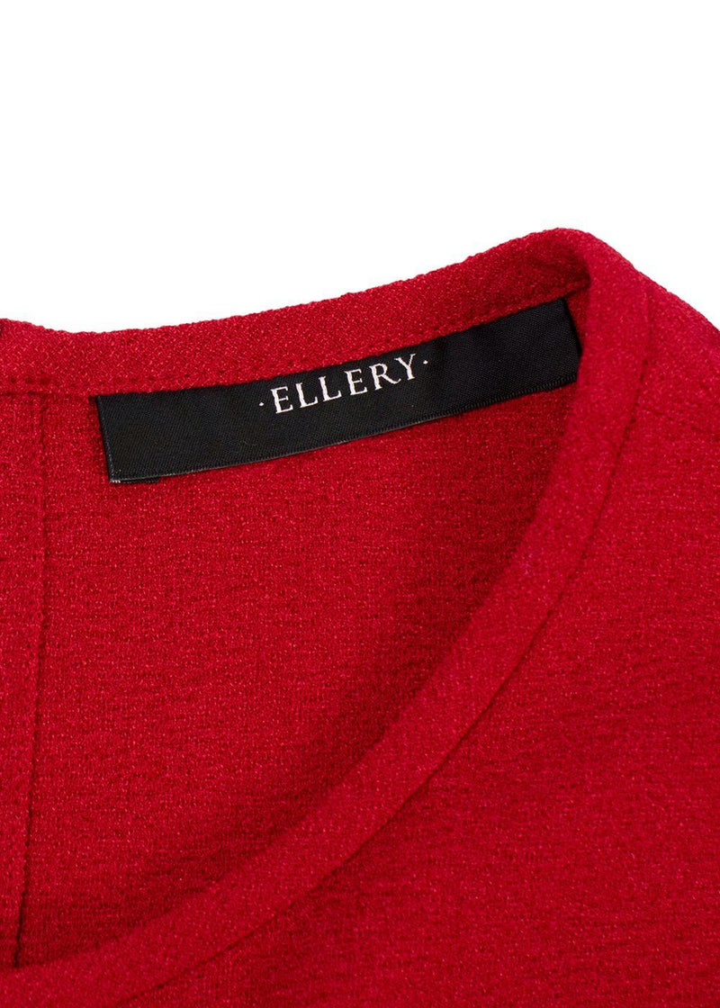 Ellery Red Crepe Wrap-tie Blouse & Fluted Skirt