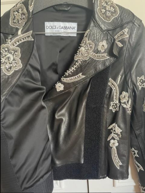 Dolce & Gabbana Black Embellished Leather Jacket