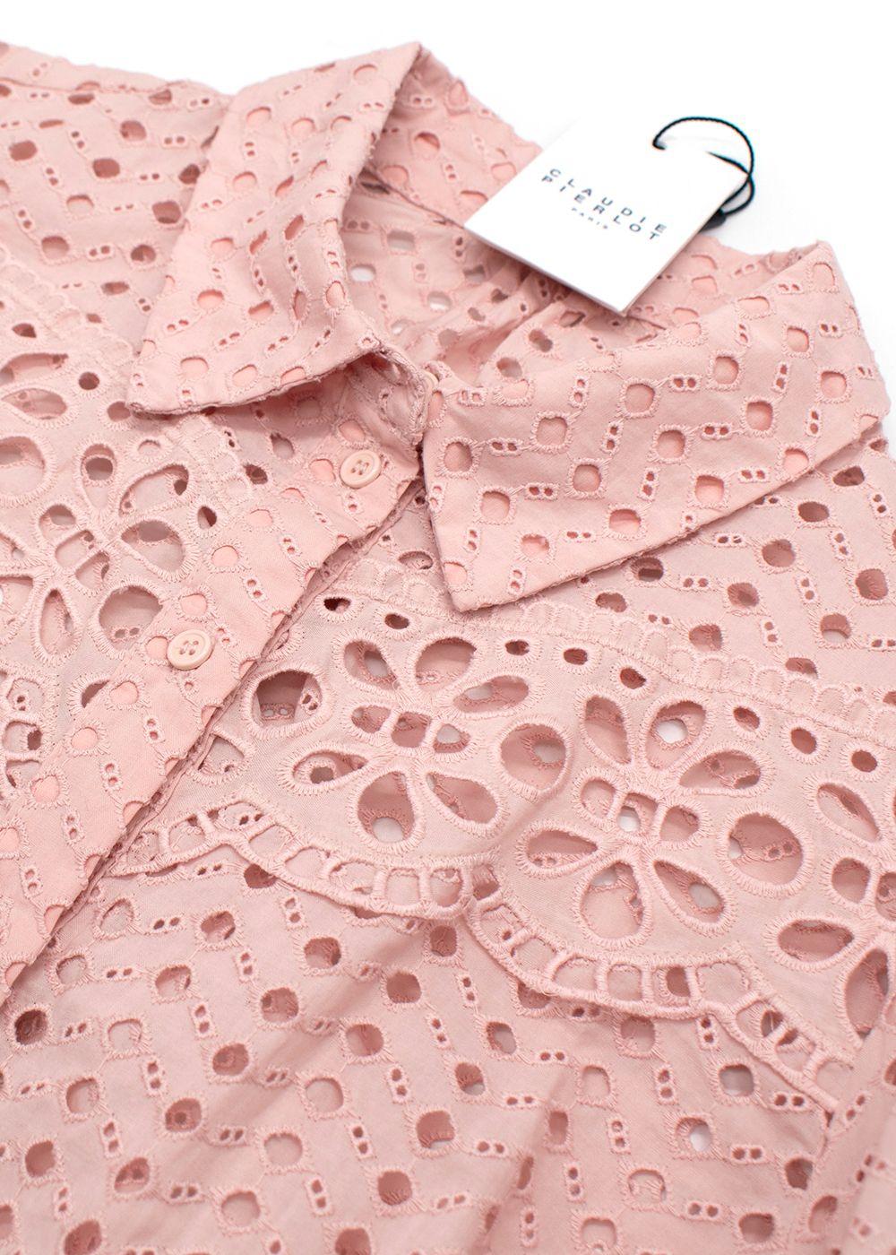 Claudie Pierlot Pink Broidere Anglaise Button Through Shirt