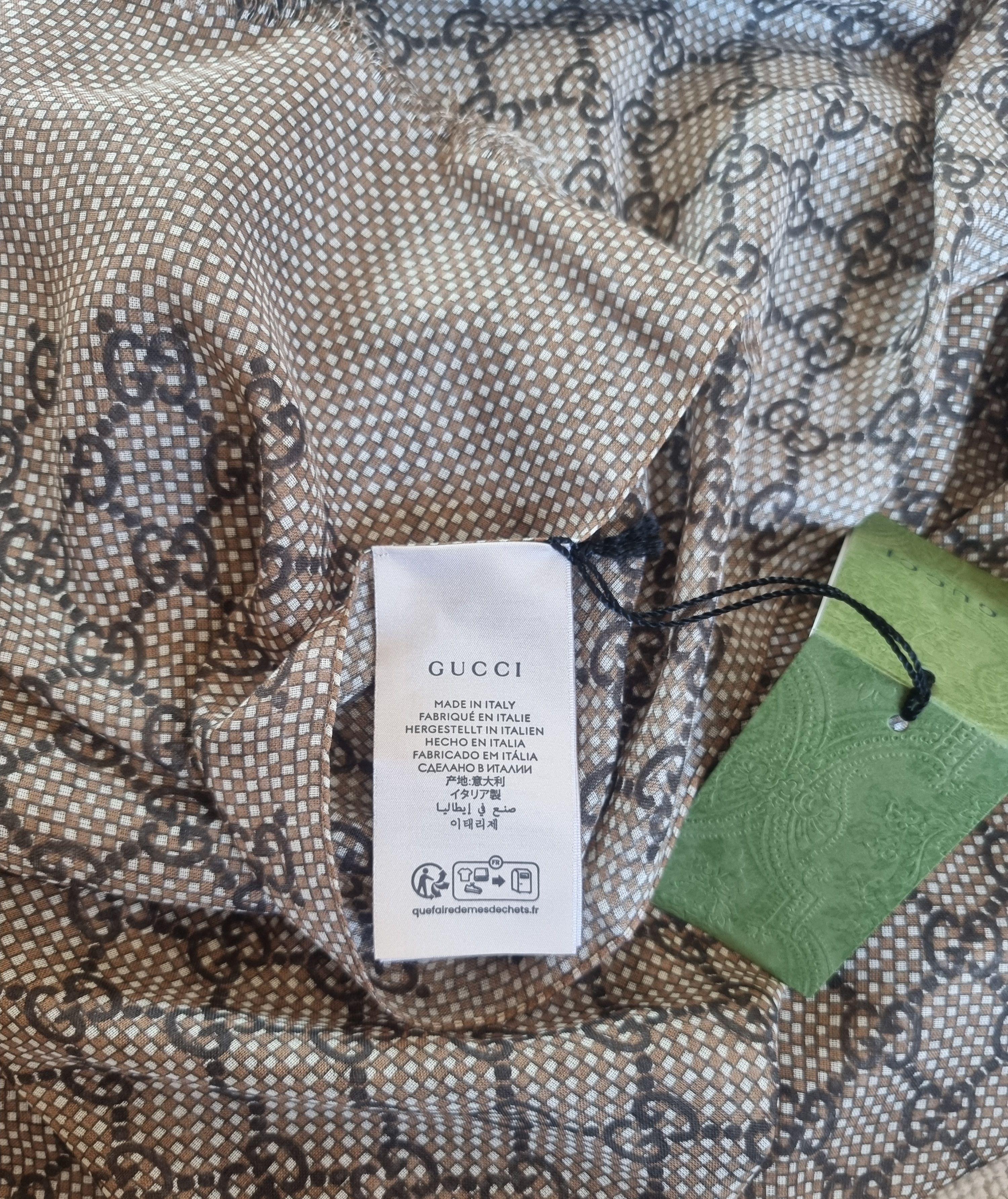 Gucci Brown GG Silk/Wool Scarf/Stole