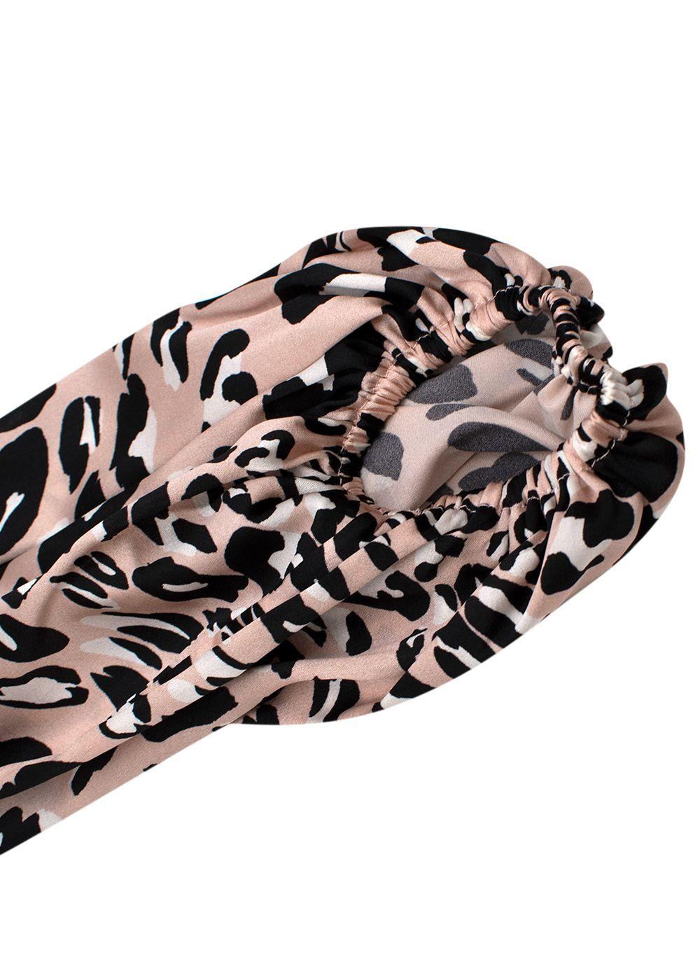 pink leopard print silk draped mini dress