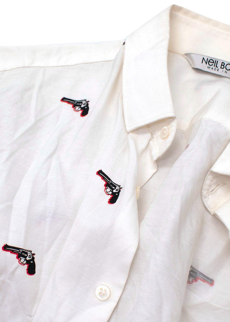Pistol Print White Cotton Shirt
