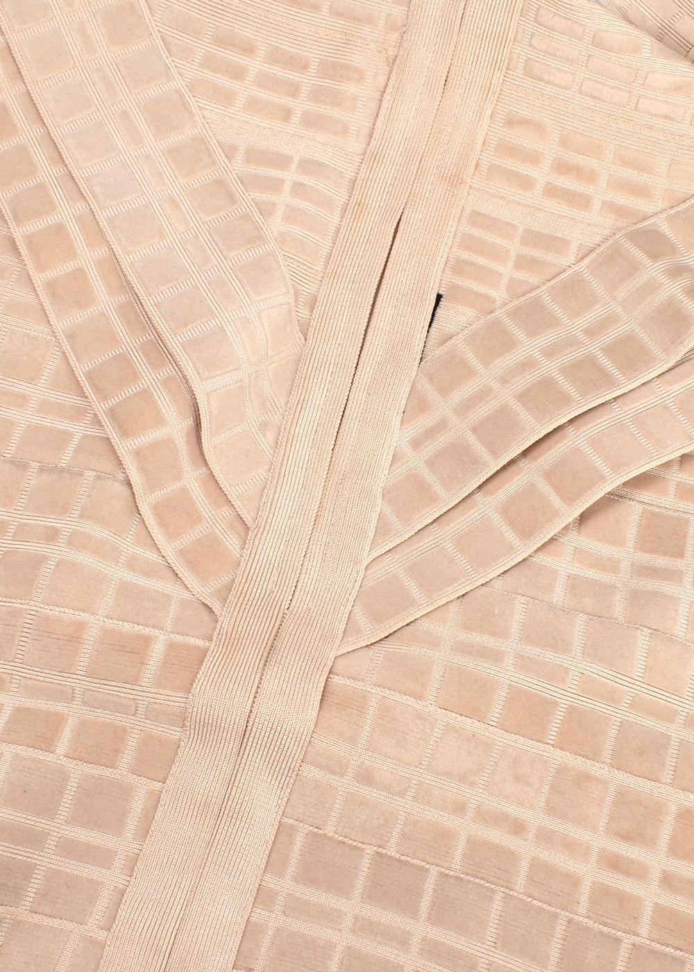 Herve Leger Beige Velvet Bandage Midi Dress