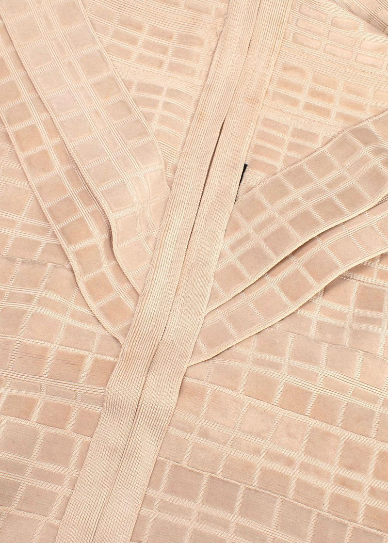 Herve Leger Beige Velvet Bandage Midi Dress