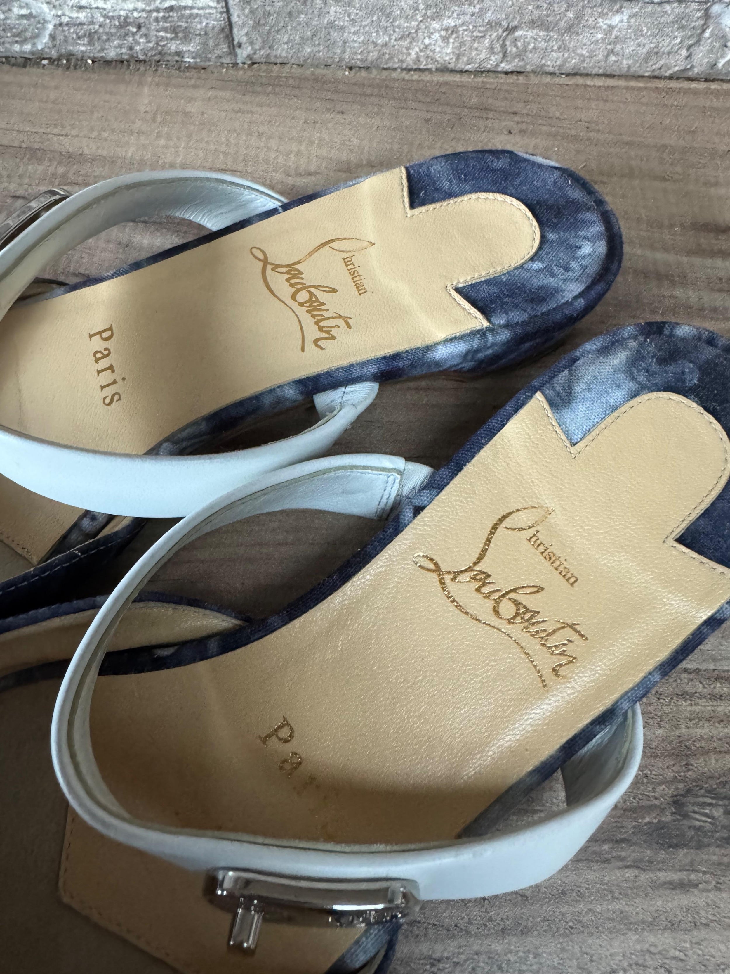 Denim Choc Lock Pointed Mules