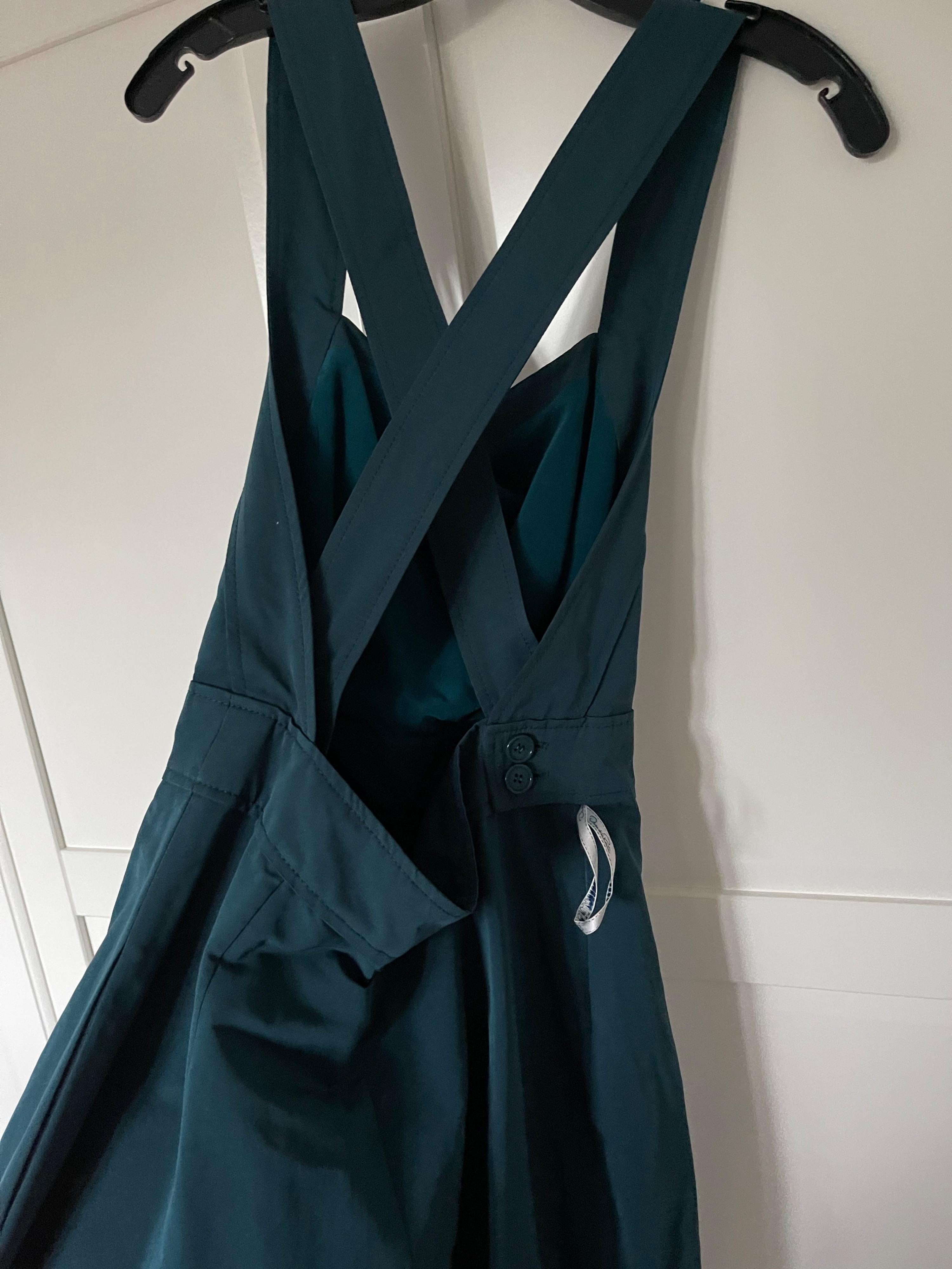 green silk-blend taffeta jumpsuit