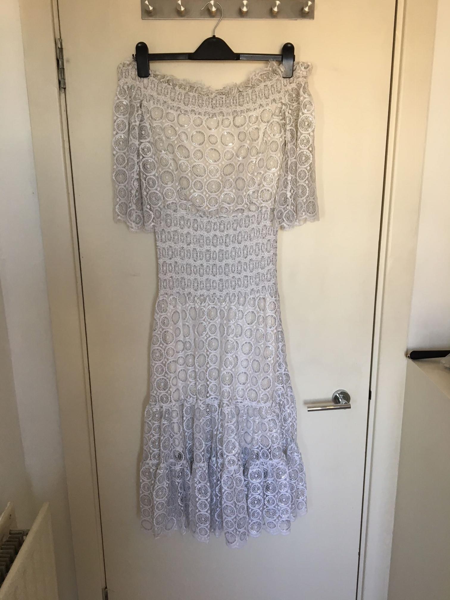 Temperley White Paneled Bardot Dress