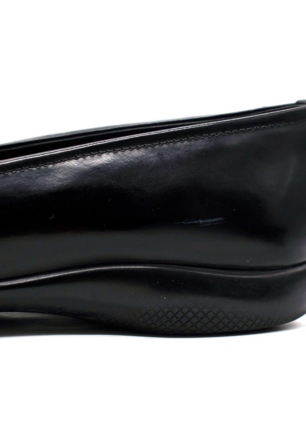Prada Sport Black Leather Slip On Loafers