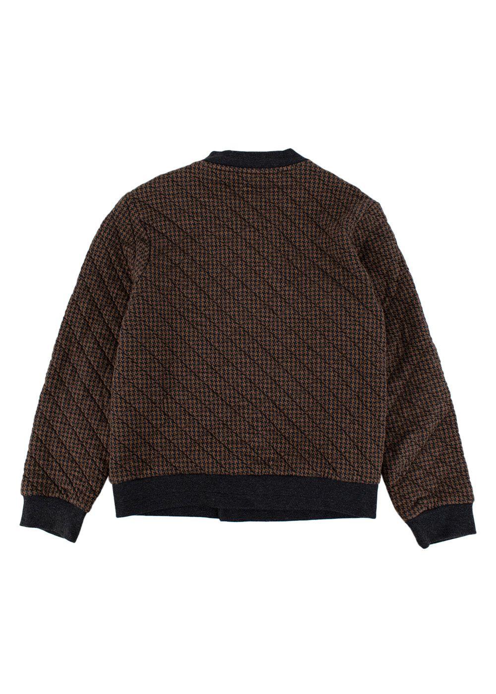 Kids 8y Brown and grey cotton houndstooth bomber jacket