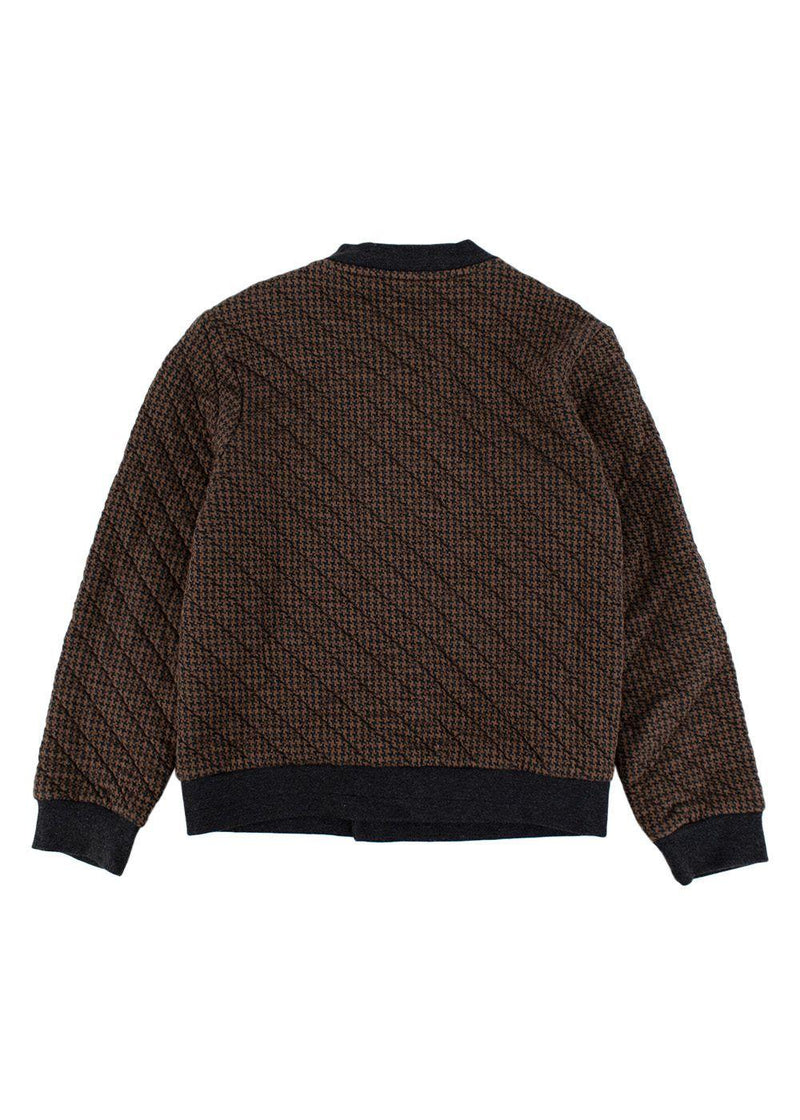 Kids 8y Brown and grey cotton houndstooth bomber jacket