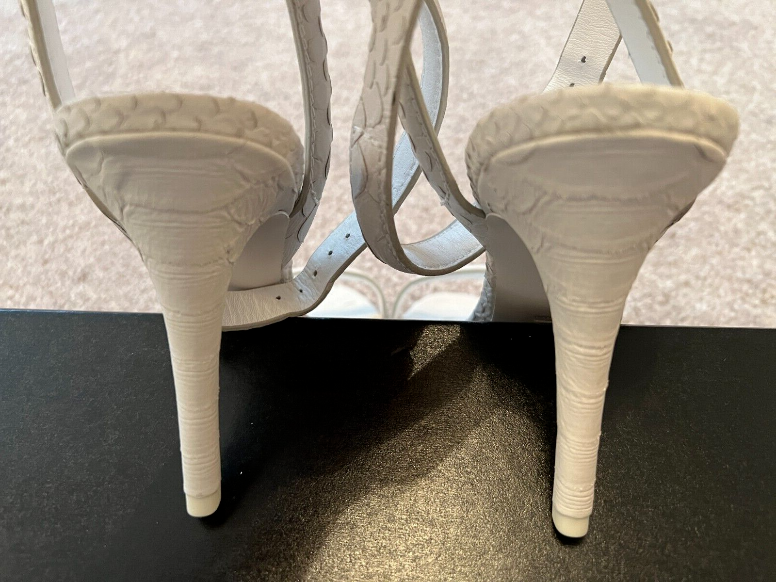 Antonia White Python Embossed Sandals