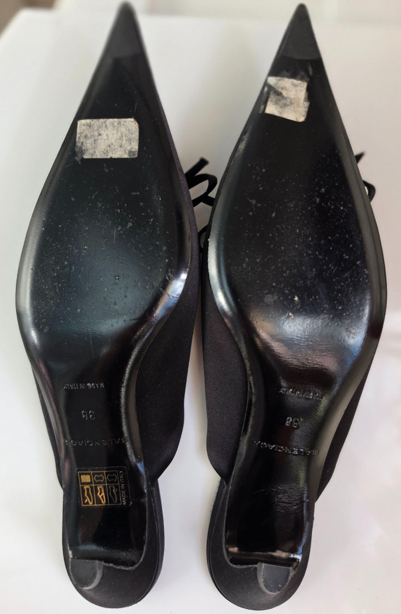 Balenciaga Black Satin Mules