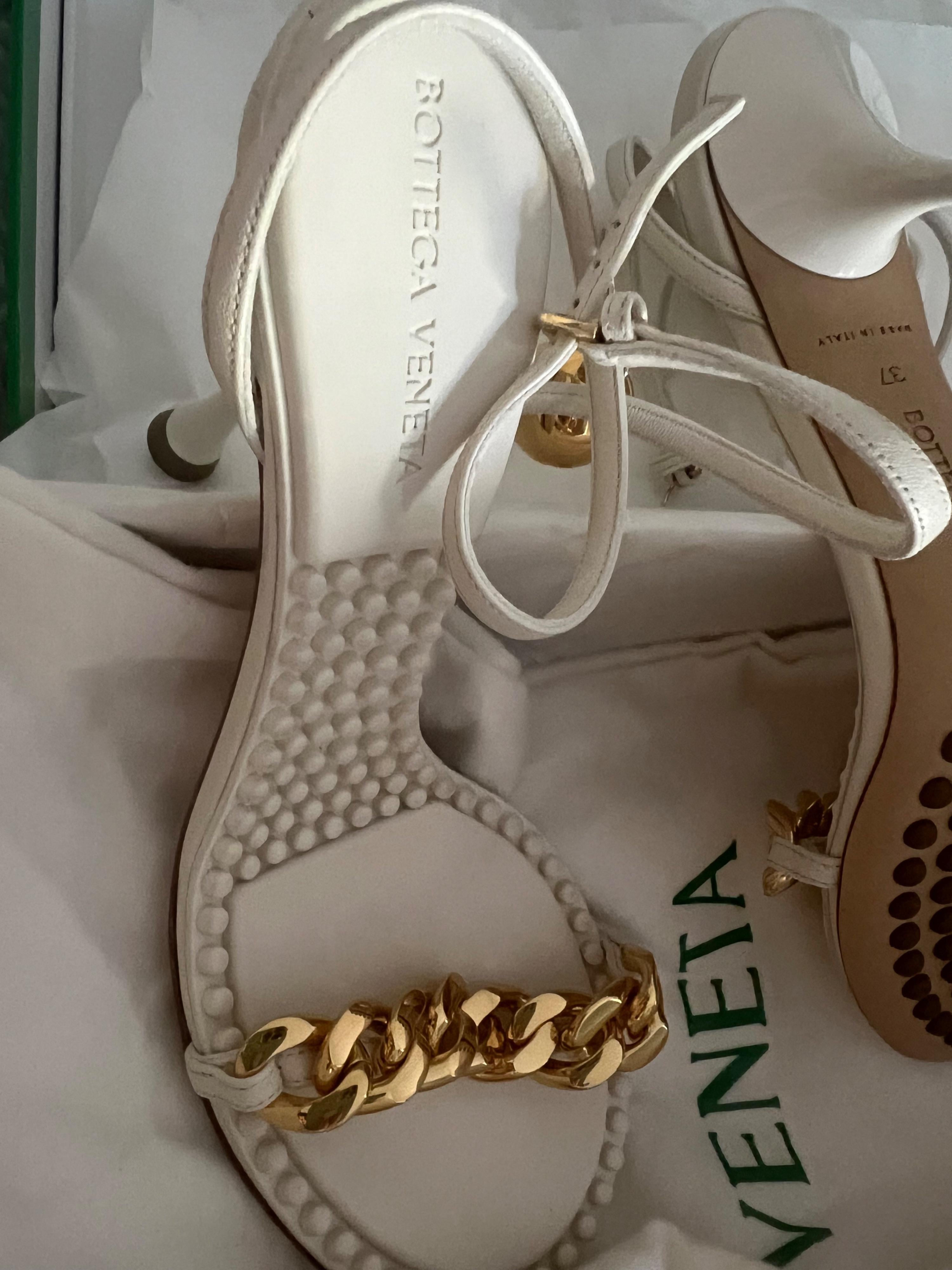 White Dot Chain Sandals