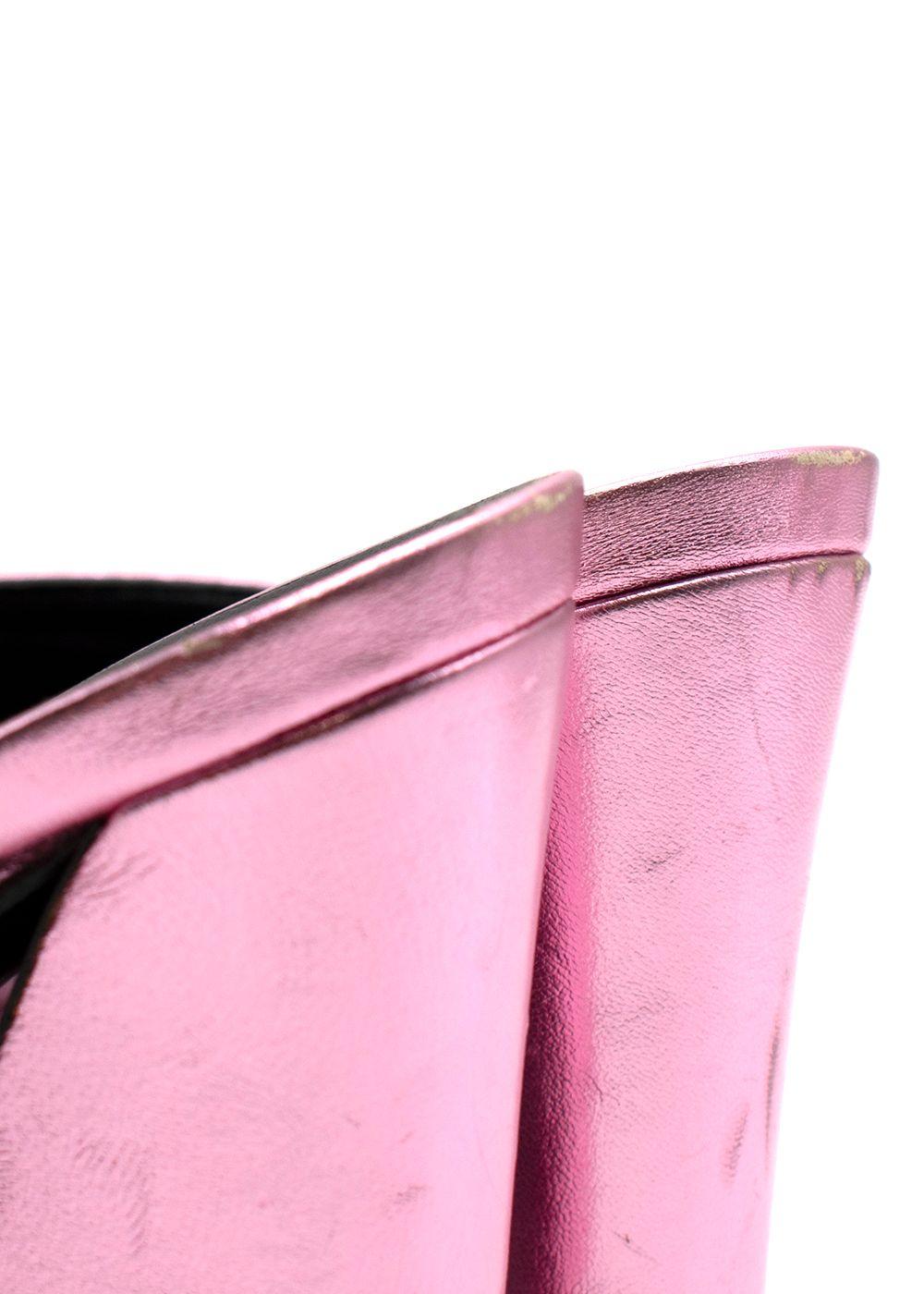 Gucci Pink Metallic Leather Sylvie Mules