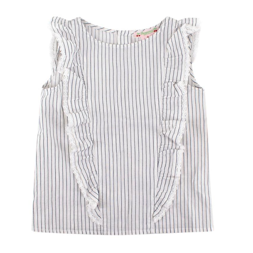 Bonpoint Blue Striped Ruffled Top