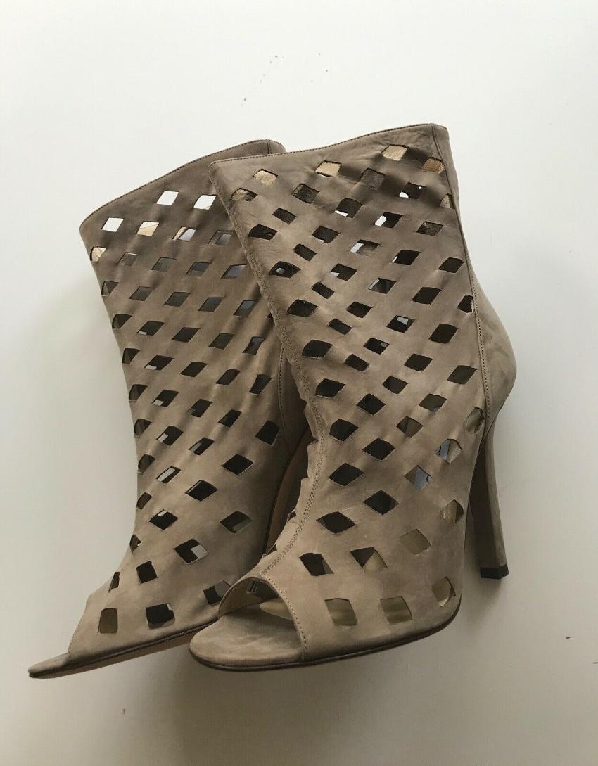 Jimmy Choo Grey Suede Reese Cut-Out Booties