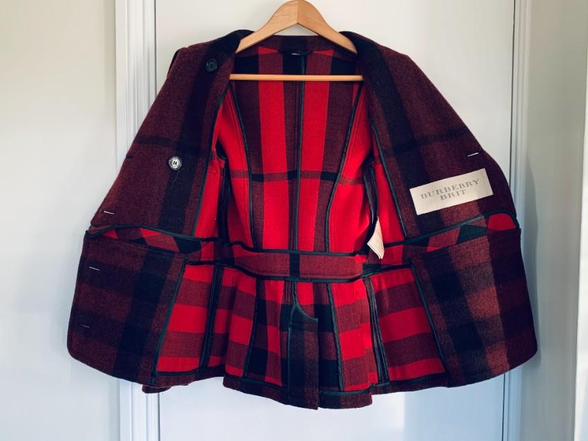Burberry Brit Burgundy/Black Convertible High Neck Jacket