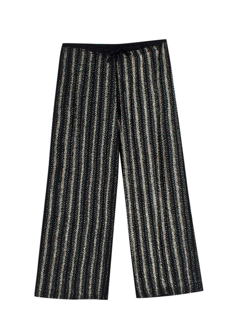 Dries Van Noten Black Silk Sequin Embellished Trousers
