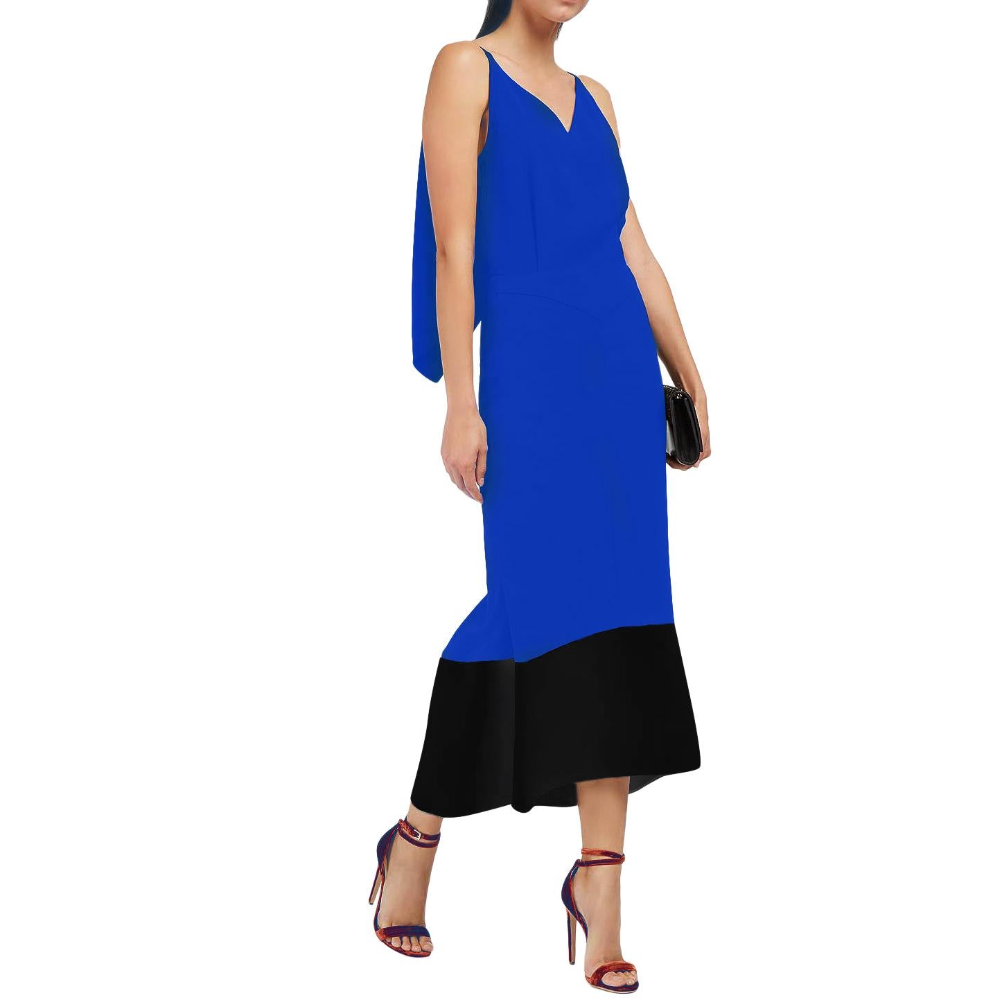Roland Mouret  Beadlow Two-tone Crepe Midi Dress
