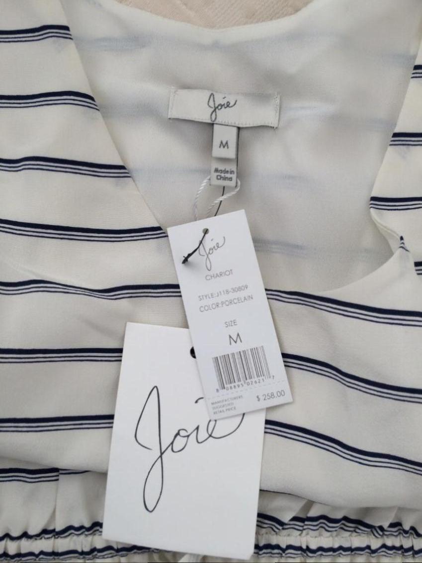 Joie Porcelain Silk Striped Dress