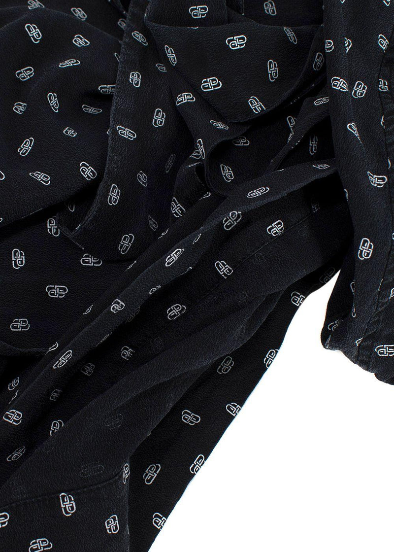 Balenciaga Black Monogram Silk Blouse