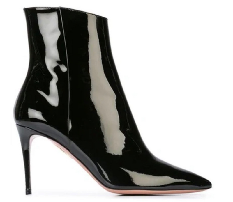 Aquazzura Black Patent Leather Heeled Ankle Boots