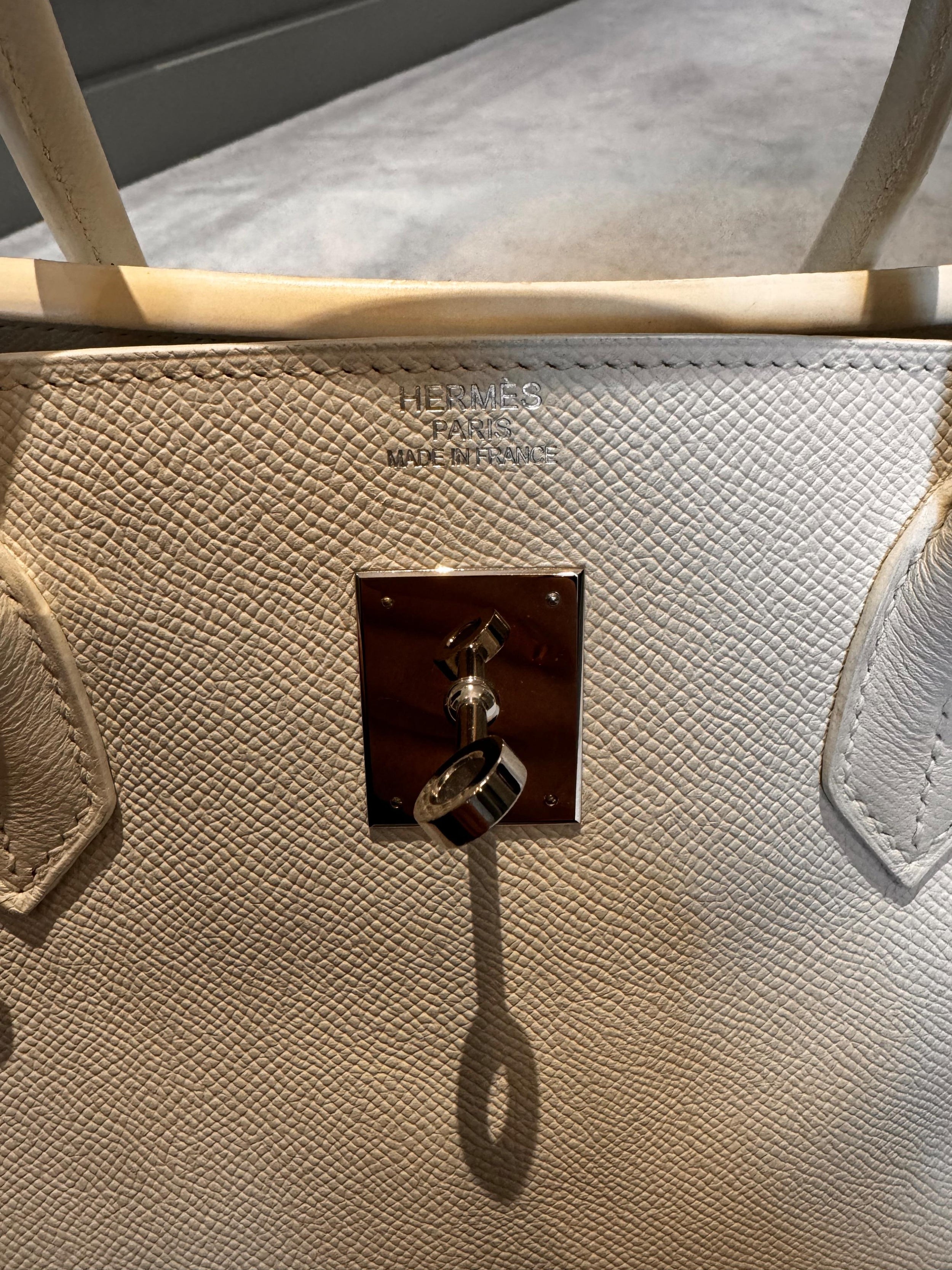 Hermes White Birkin 40 Retourne with Palladium Hardware