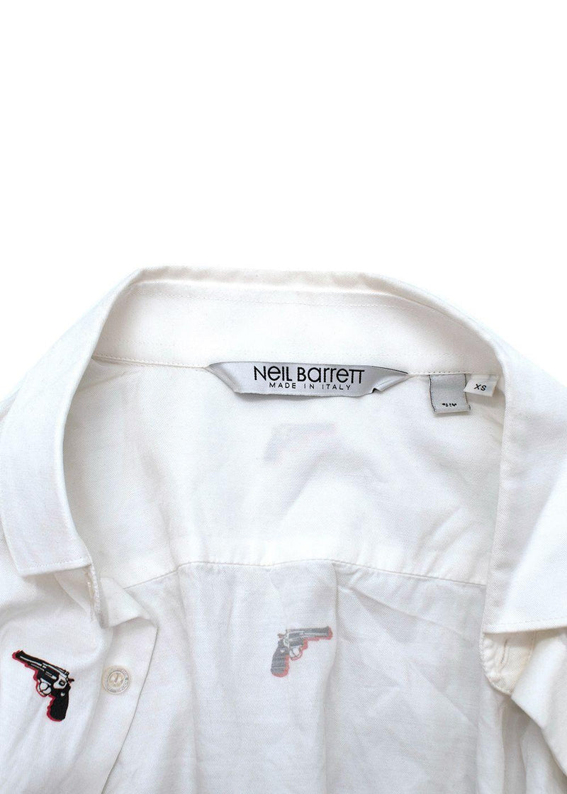 Pistol Print White Cotton Shirt
