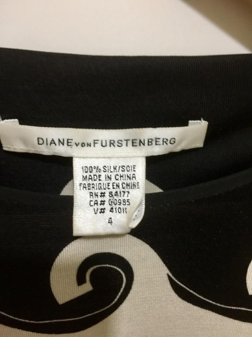 Diane von Furstenberg Cyrani black & white waveprint silk dress