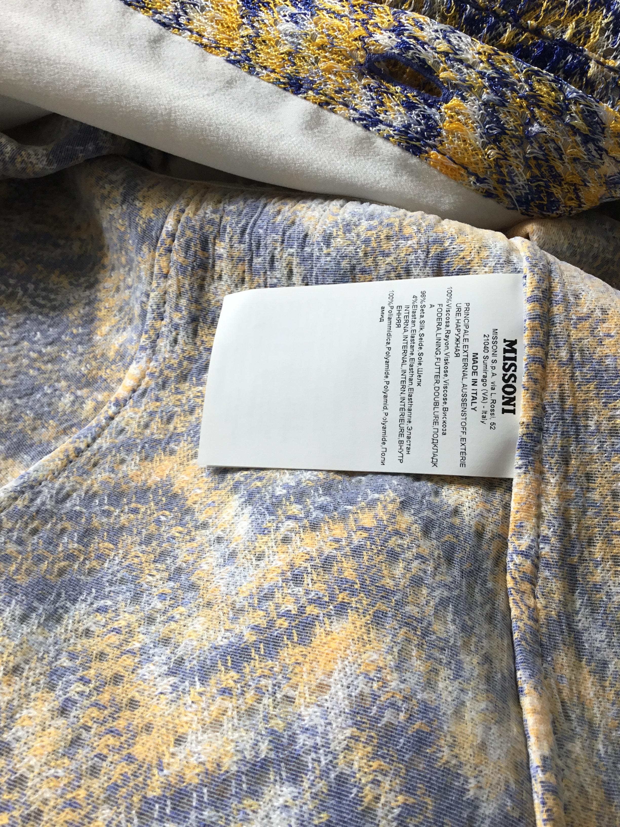 Blue And Yellow Weave Knit Midi Dress