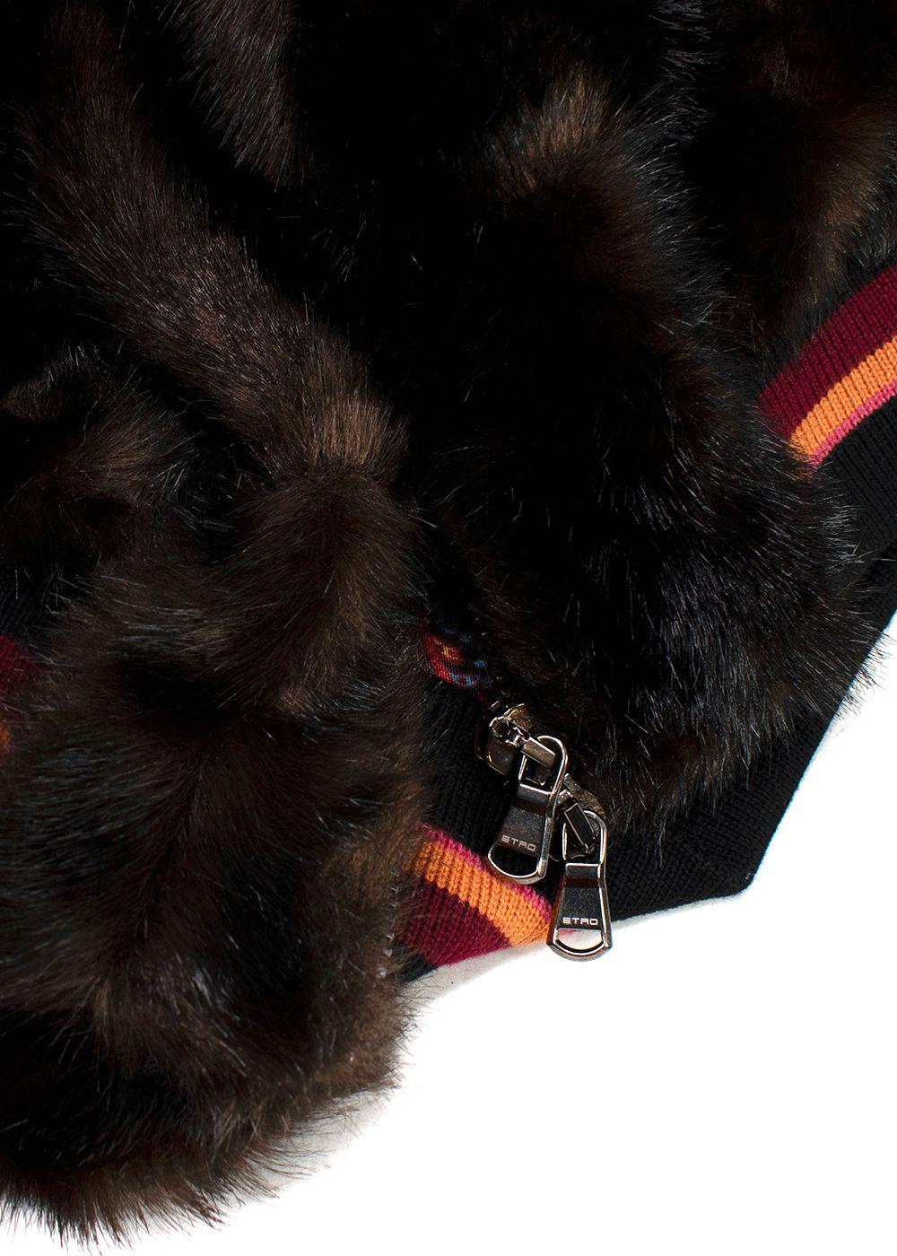 Etro Brown Faux Fur Bomber Jacket