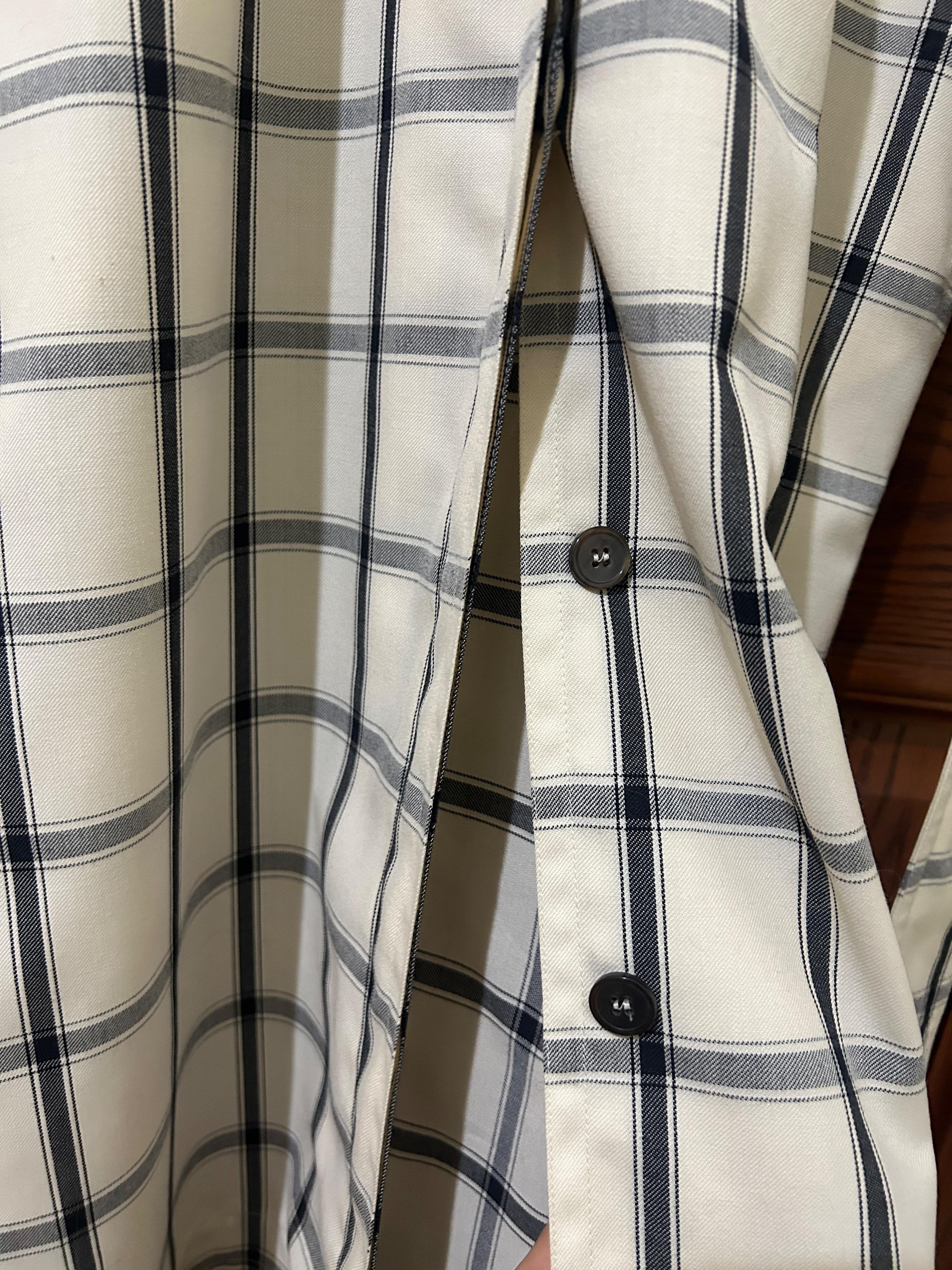 Virgin Wool Black And White Checked Shirt Dress