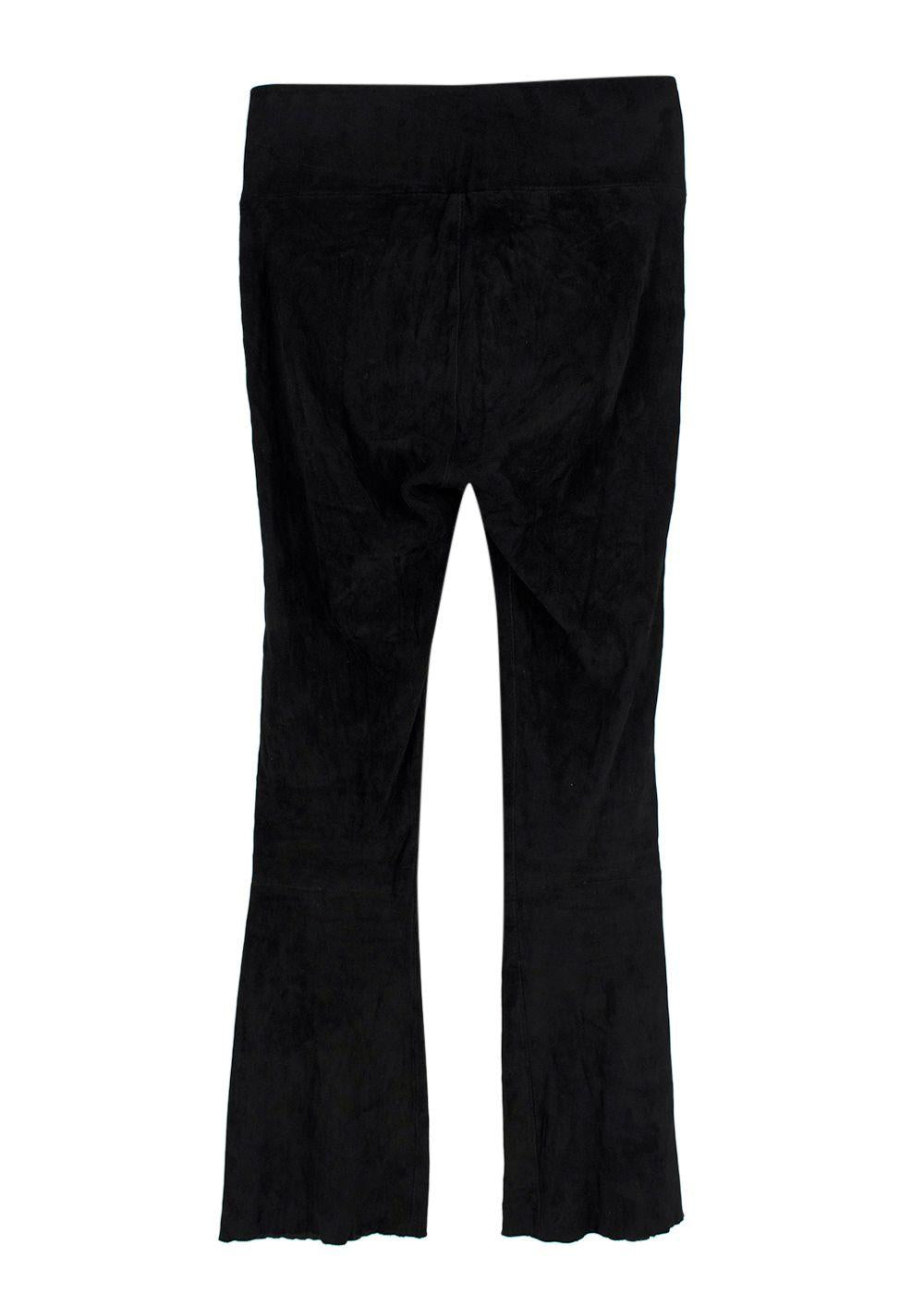 Sprwmn Black Suede Flared Ankle Crop Leggings