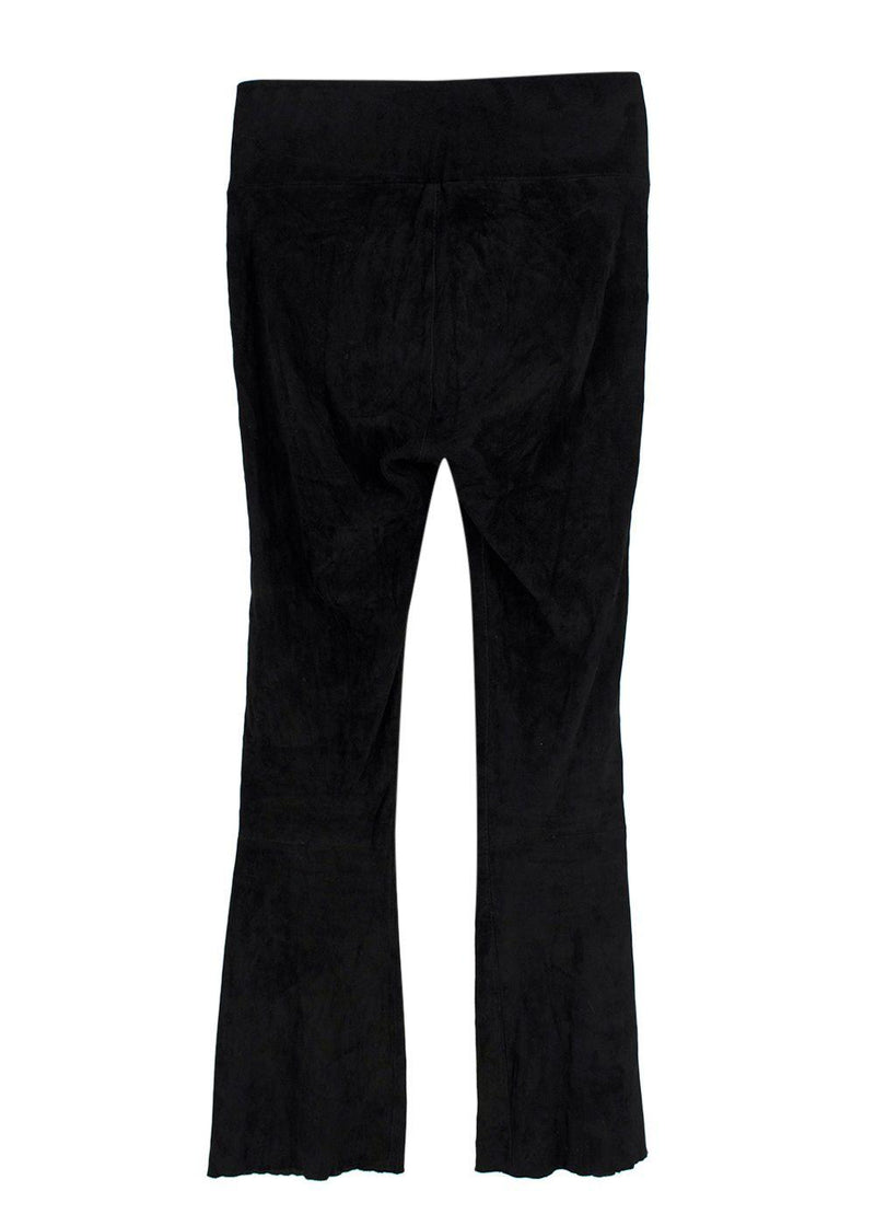 Sprwmn Black Suede Flared Ankle Crop Leggings