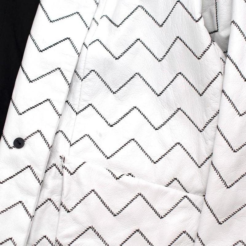Skiim Magda White Leather Zigzag Blazer