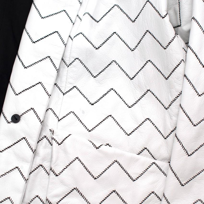 Skiim Magda White Leather Zigzag Blazer