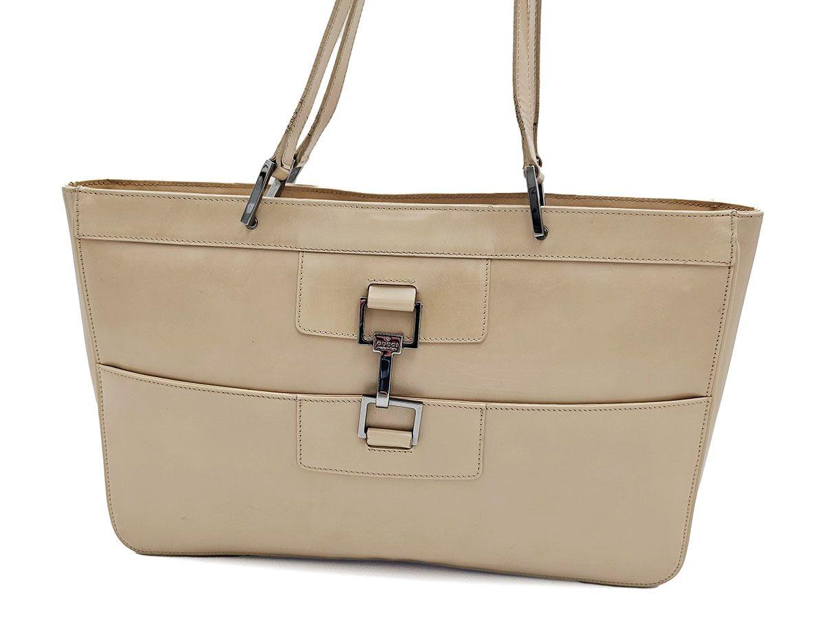 Vintage Jackie Beige Patent Leather Shoulder Bag