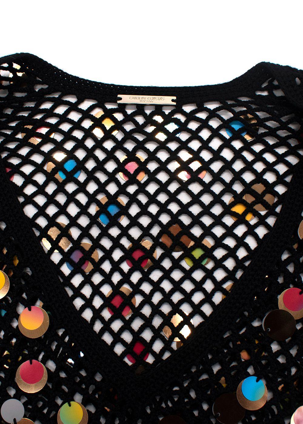 Caroline Constas Black Sequin Crochet Beach Dress