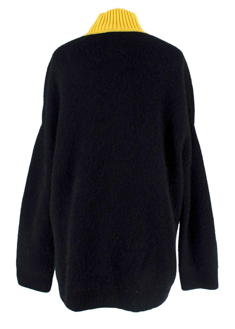 Fendi X Fila Black And Yellow Funnel Neck Knit Jumper