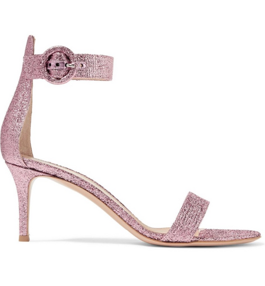 Gianvito Rossi Pink Lame Portofino 75 Sandals