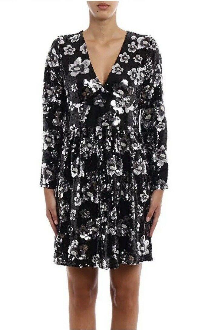 Michael Kors SEQUIN embellished BLACK floral dress