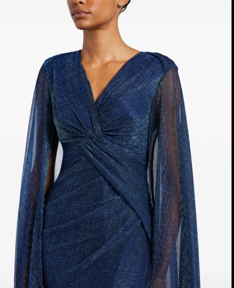 Talbot Runhof Knot-Detail Cape Maxi Dress
