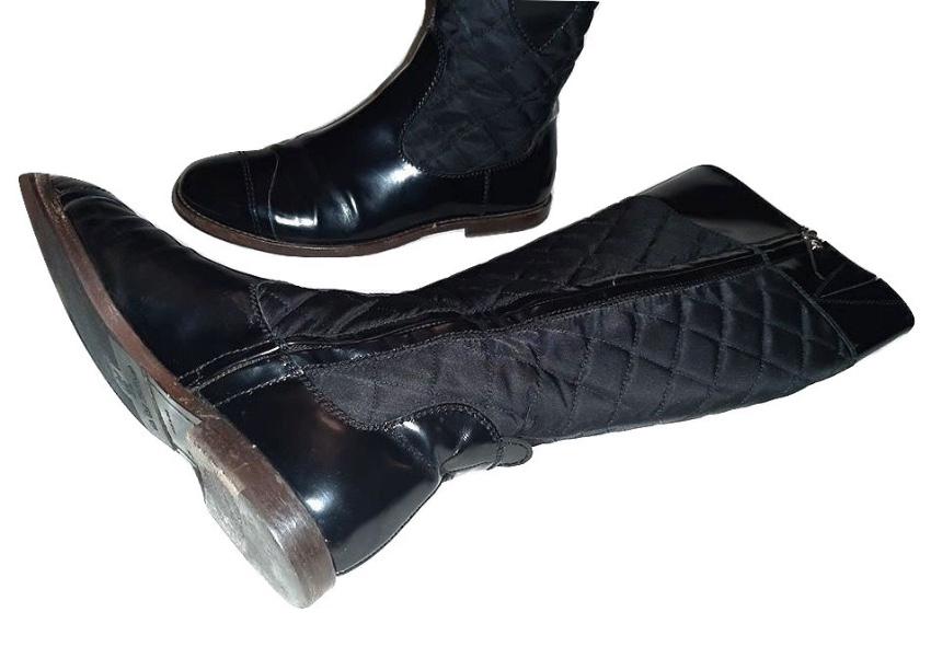 Burberry Black Quilted Leather & Nylon Boots