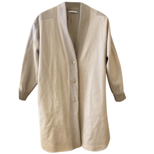 MaxMara Camel Leather Trimmed Wool & Cashmere jacket