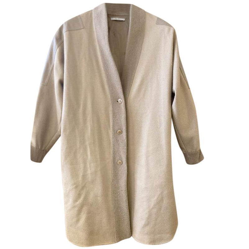 MaxMara Camel Leather Trimmed Wool & Cashmere jacket