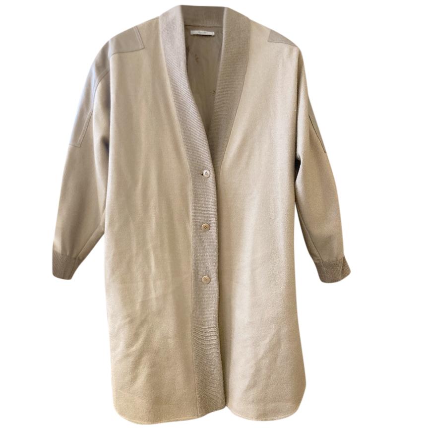 MaxMara Camel Leather Trimmed Wool & Cashmere jacket